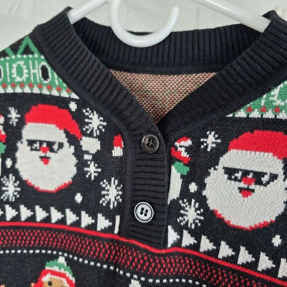 Girls Christmas Sweater Size 10T Black Knit Santa Reindeer Pullover Holiday - Picture 5 of 9